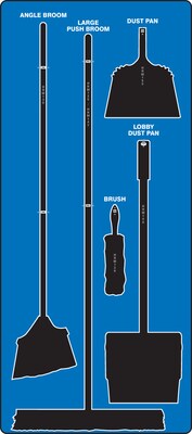 Accuform Clean and Sweep Store-Board™, Black Shadows on Blue Background, Aluma-Lite (PSB714BUBK)