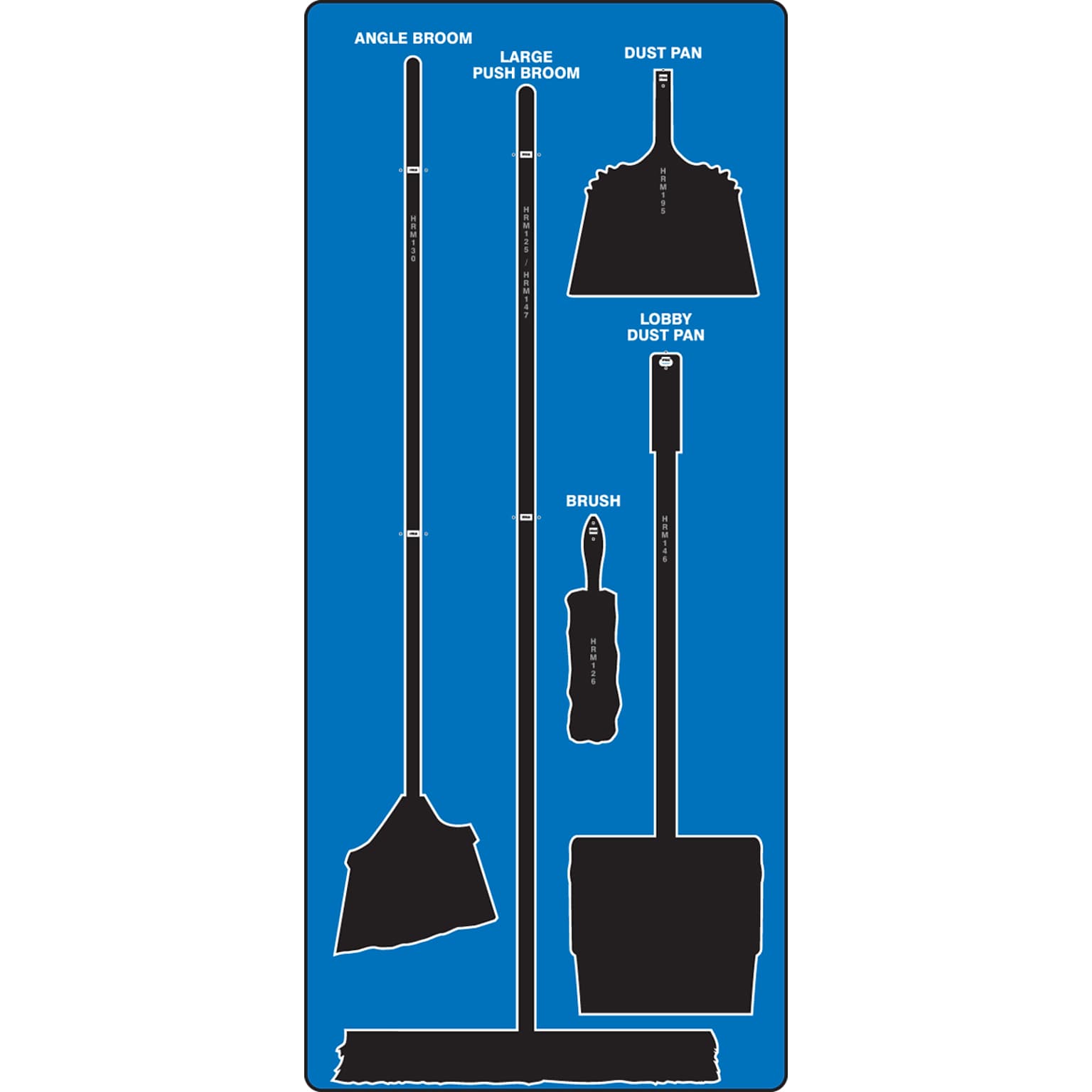 Accuform Clean and Sweep Store-Board™, Black Shadows on Blue Background, Aluma-Lite (PSB714BUBK)