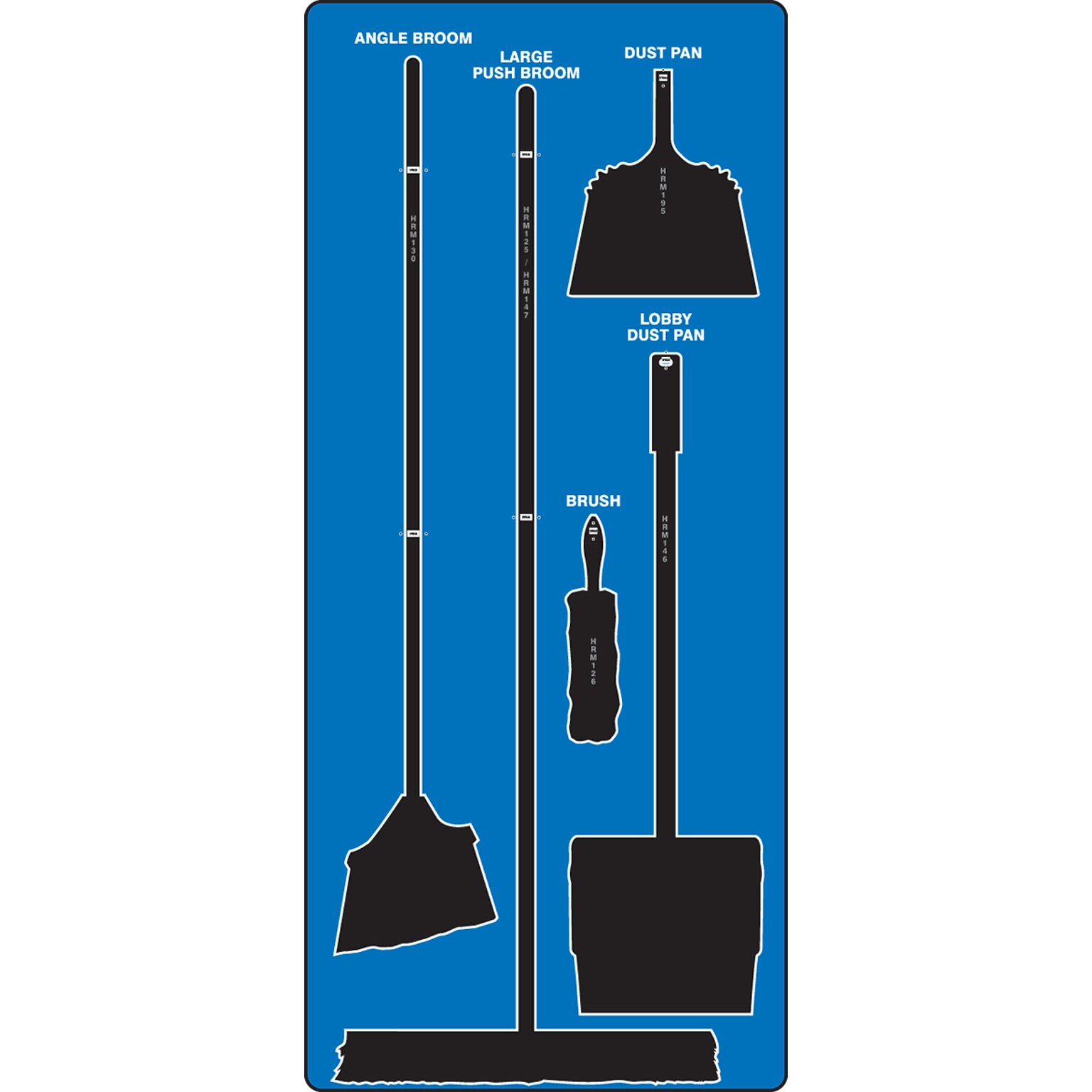 Accuform Clean and Sweep Store-Board™, Black Shadows on Blue Background, Aluma-Lite (PSB714BUBK)