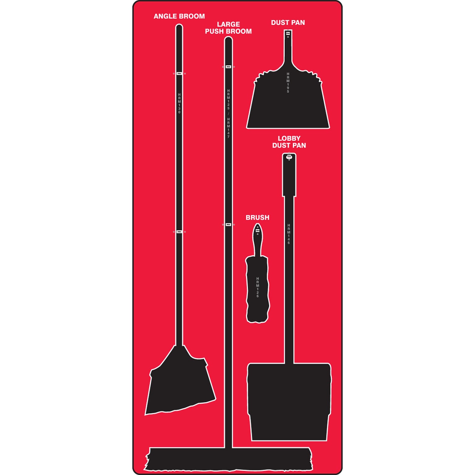 Accuform Clean and Sweep Store-Board™, Black Shadows on Red Background, Aluma-Lite (PSB714RDBK)