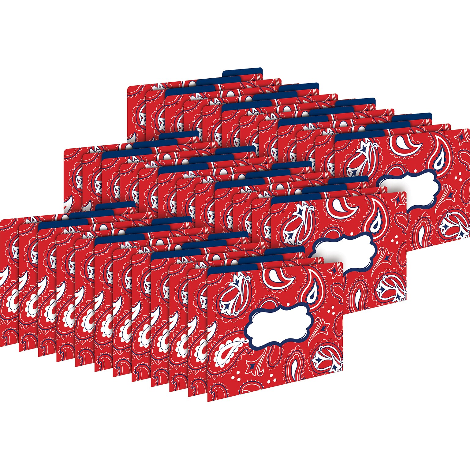 Barker Creek Bandana File Folder, 1/3-Cut Tab, Letter Size, Multicolor, 36/Set (BC3916)