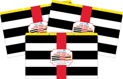 Barker Creek Buffalo Plaid & Wide Stripes File Folder, 1/3-Cut Tab, Legal Size, Multicolor, 27/Set (BC3902)