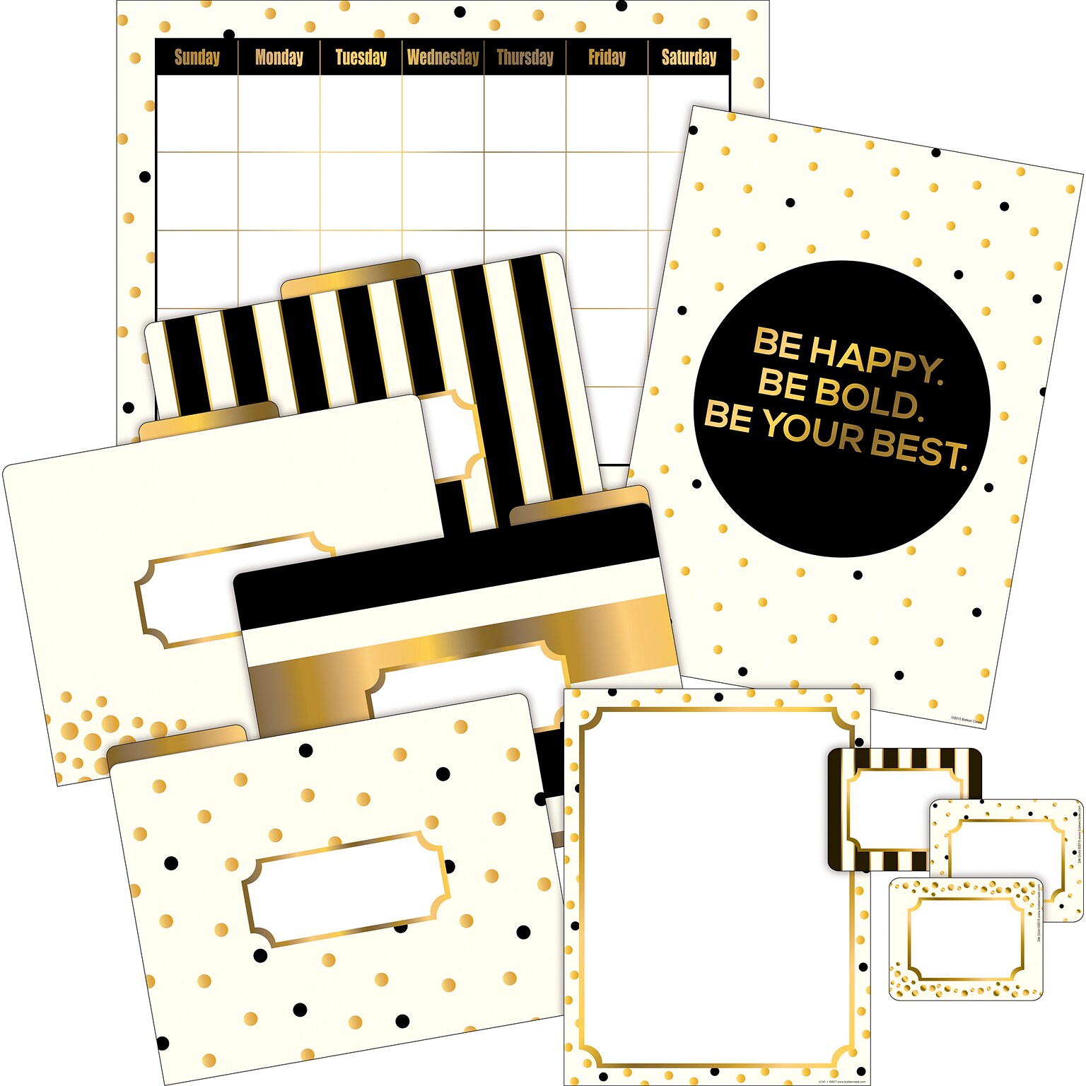 Barker Creek Gold File Folder Office Set, Assorted, 109/Set (BC6000)