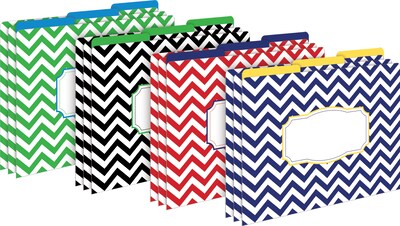 Barker Creek Nautical Chevron File Folder Office Set, Assorted, 109/Set (BC6004)