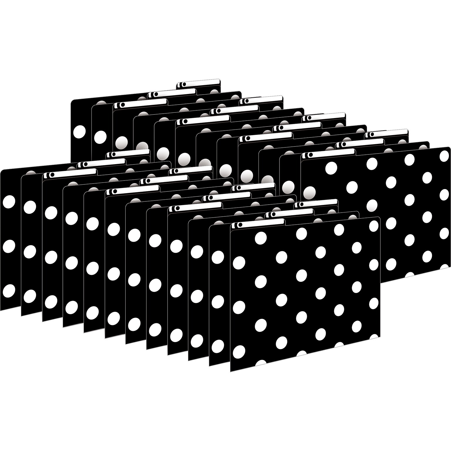 Barker Creek Black & White Dots Letter-Size File Folders, 24/Set (BC3945)
