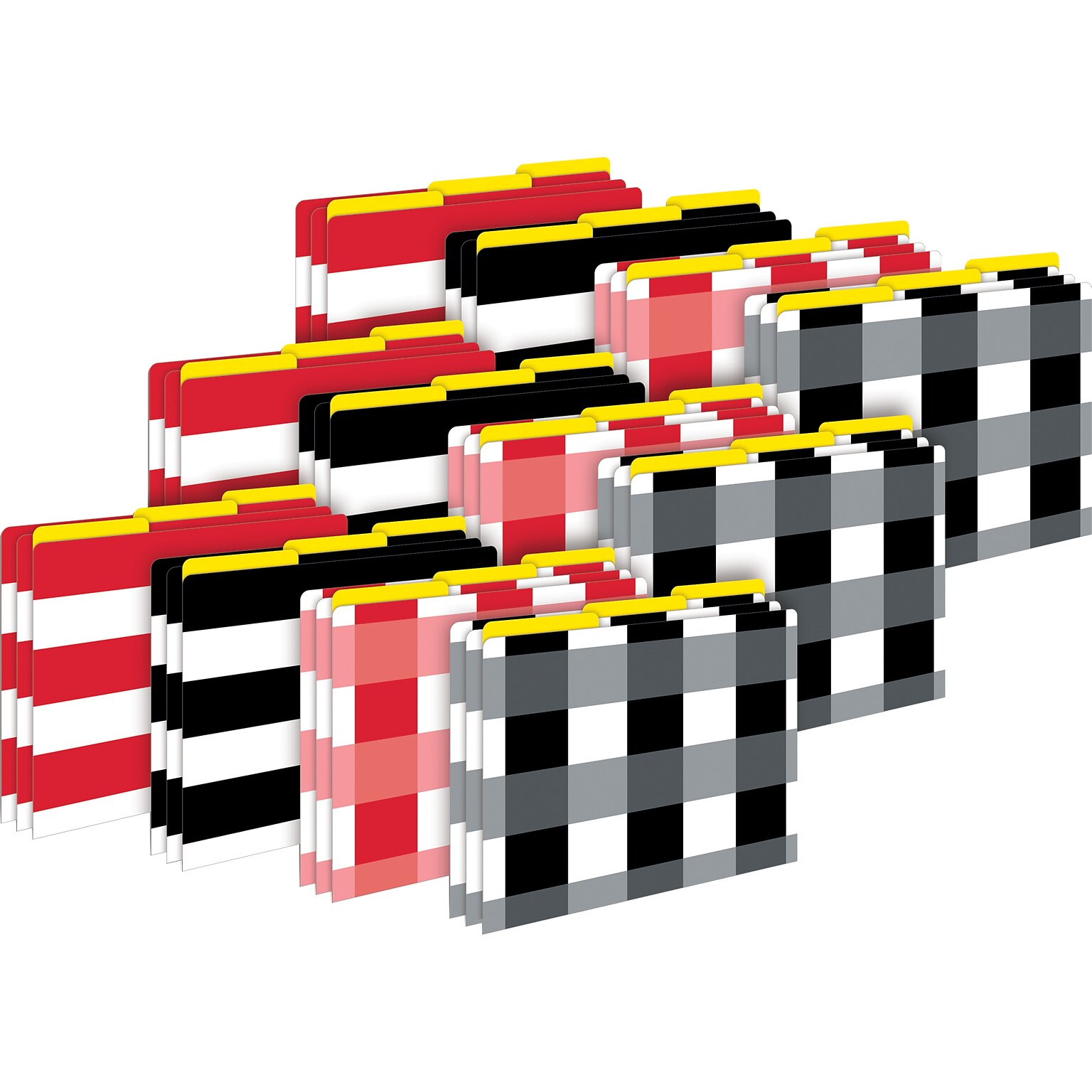 Barker Creek Buffalo Plaid & Wide Stripes File Folder, 1/3-Cut Tab, Letter Size, Multicolor, 36/Set (BC3936)
