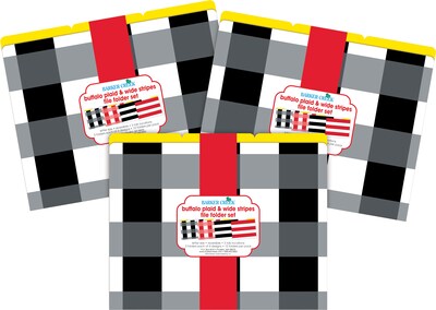 Barker Creek Buffalo Plaid & Wide Stripes File Folder, 1/3-Cut Tab, Letter Size, Multicolor, 36/Set (BC3936)