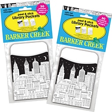 Barker Creek Color Me! Cityscapes Peel & Stick Library Pockets, Multi-Design Set, 60/Set (BC3847)