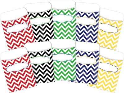 Barker Creek Chevron Nautical Peel & Stick Library Pockets, Multi-Design Set, 60/Set (BC3837)