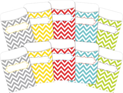 Barker Creek Chevron Beautiful Peel & Stick Library Pockets, Multi-Design Set, 60/Set (BC3836)