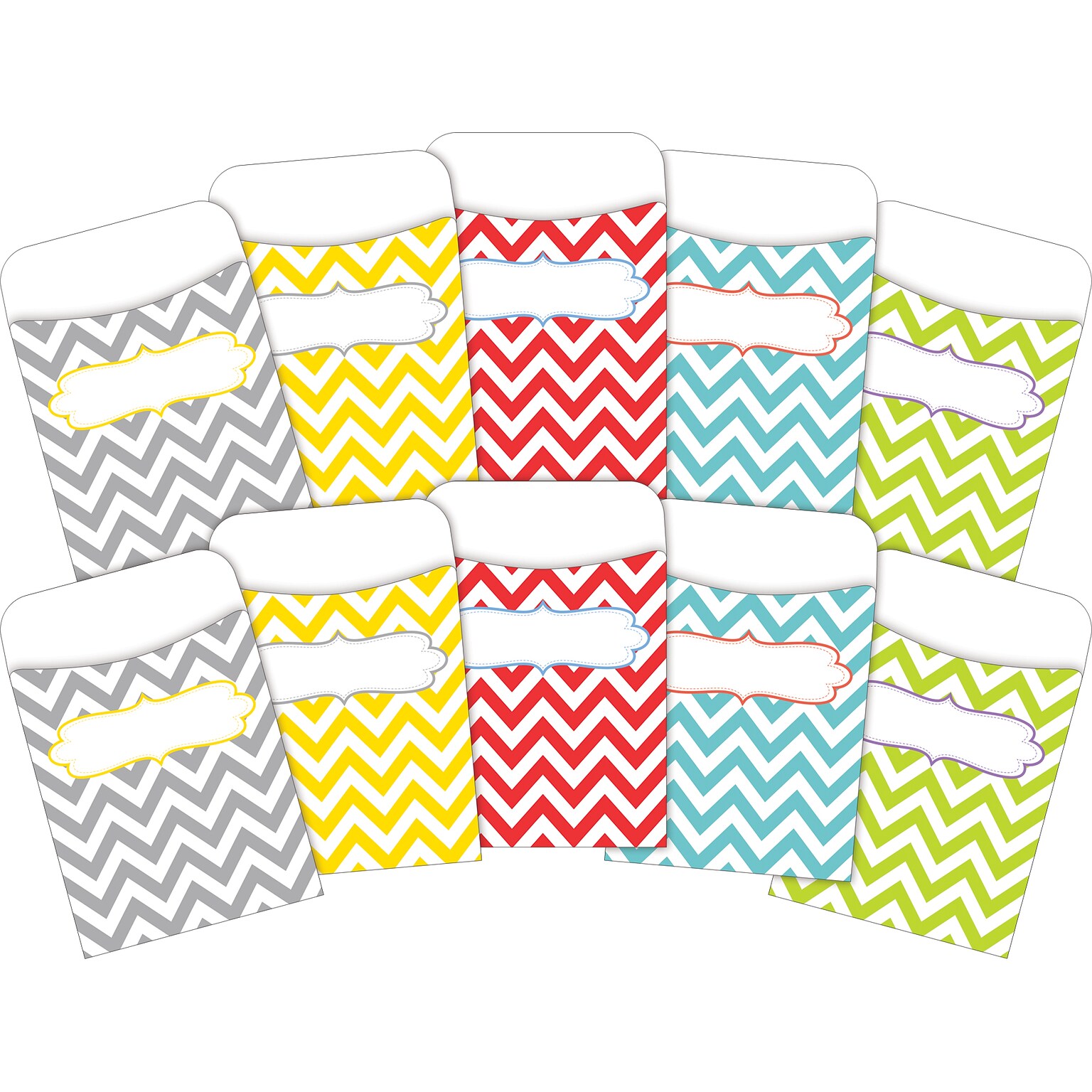 Barker Creek Chevron Peel & Stick Library Pockets, 5.125 x 3.5, 60/Set (BC3836)