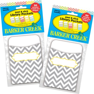 Barker Creek Chevron Beautiful Peel & Stick Library Pockets, Multi-Design Set, 60/Set (BC3836)