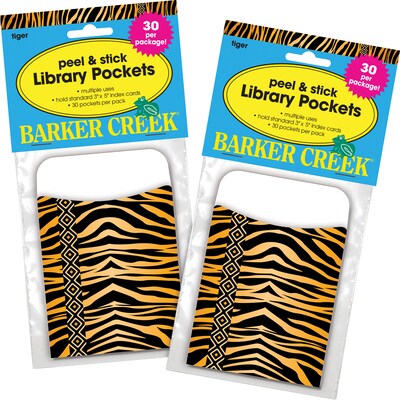 Barker Creek Tiger Peel & Stick Library Pockets, 60/Set (BC3826)