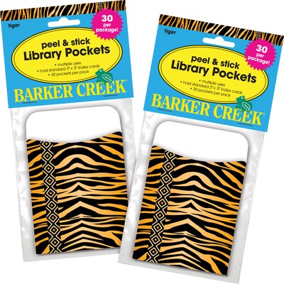 Barker Creek Tiger Library Library Pockets, 5.125 x 3.5, 60/Set (BC3826)