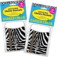 Barker Creek Zebra Peel & Stick Library Pockets, 60/Set (BC3823)