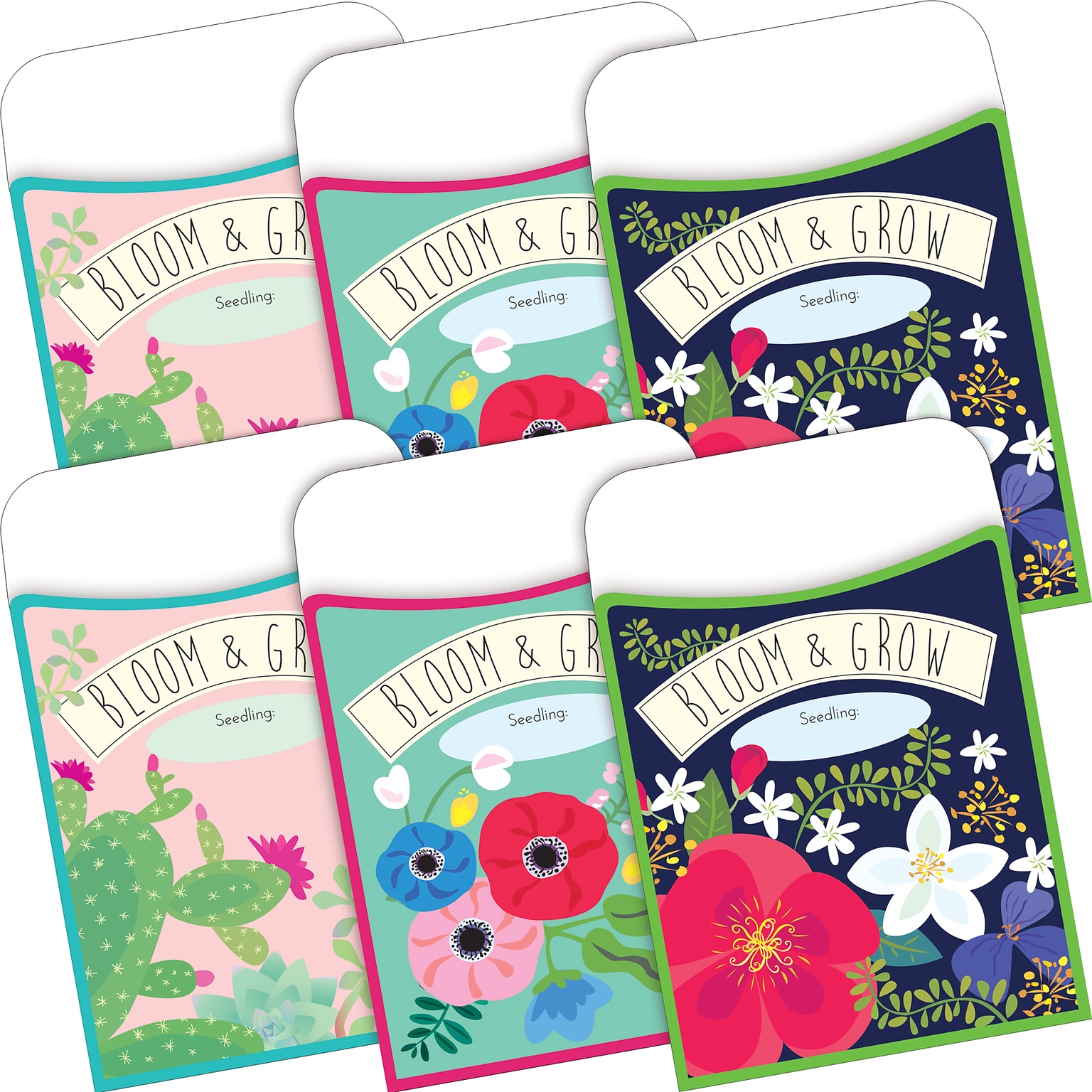 Barker Creek Petals & Prickles Peel & Stick Library Pockets, 5.125 x 3.5, 60/Set (BC3900)
