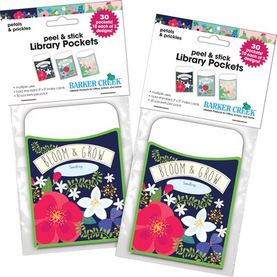 Barker Creek Petals & Prickles Peel & Stick Library Pockets, 5.125 x 3.5, 60/Set (BC3900)