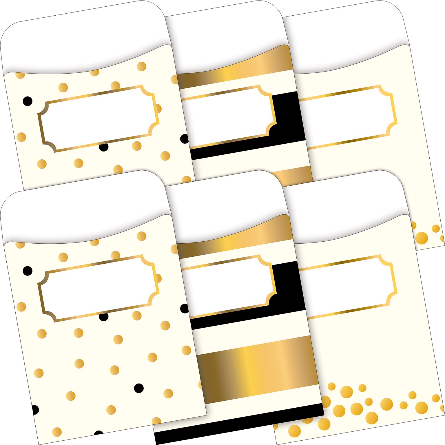 Barker Creek Gold Peel & Stick Library Pockets, 5.125 x 3.5, 60/Set (BC3840)