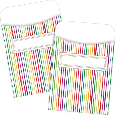 Barker Creek Stripes Peel & Stick Library Pockets, 60/Set (BC3817)