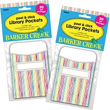 Barker Creek Stripes Peel & Stick Library Pockets, 60/Set (BC3817)