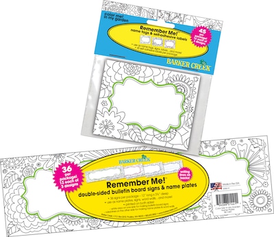 Barker Creek Color Me! In My Garden Nametag & Name Plate Set, 81/Set (BC3991)