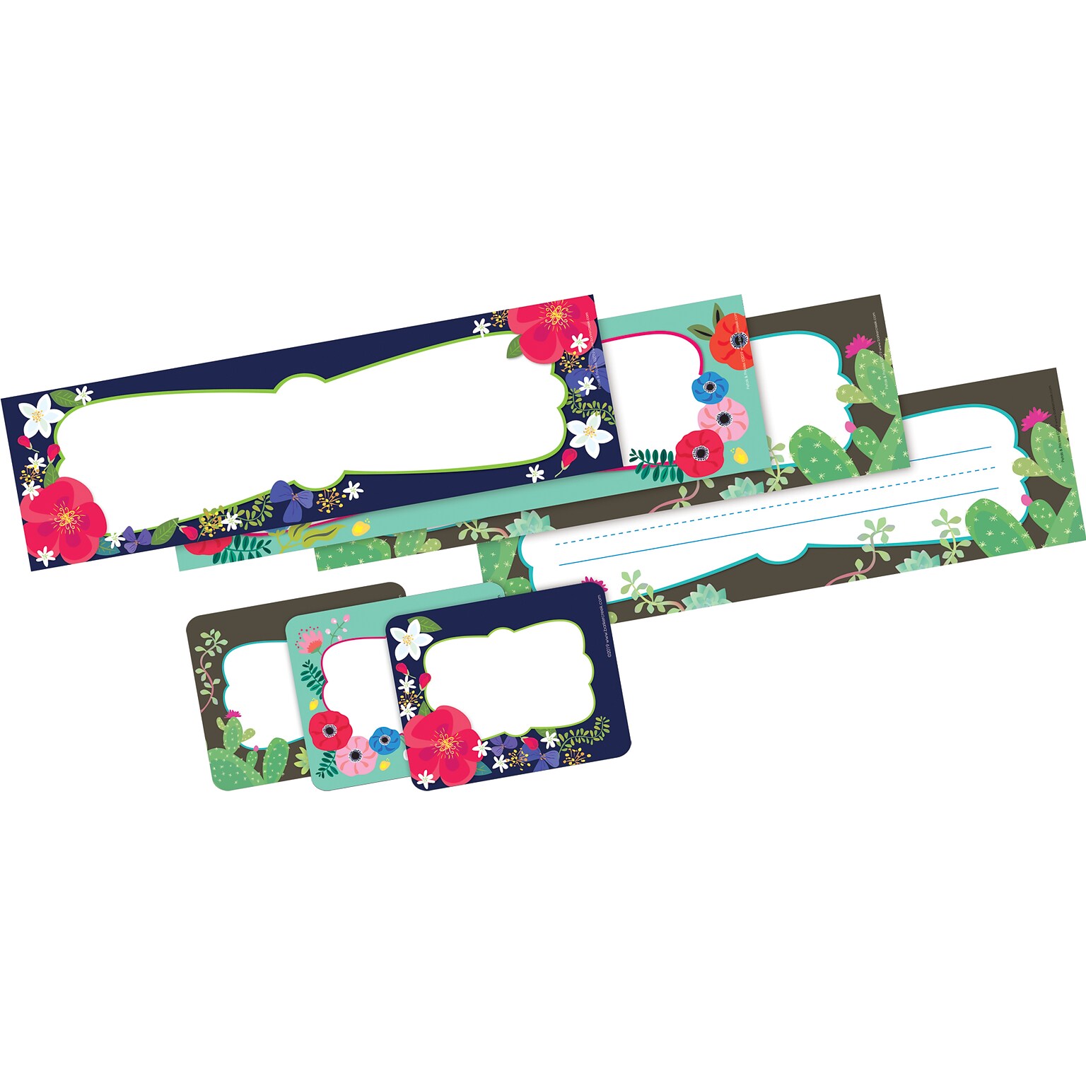 Barker Creek Self-adhesive Petals & Prickles School Name Tags, 12 x 3.5, 81/Set (BC3995)