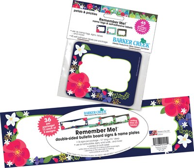 Barker Creek Self-adhesive Petals & Prickles School Name Tags, 12" x 3.5", 81/Set (BC3995)