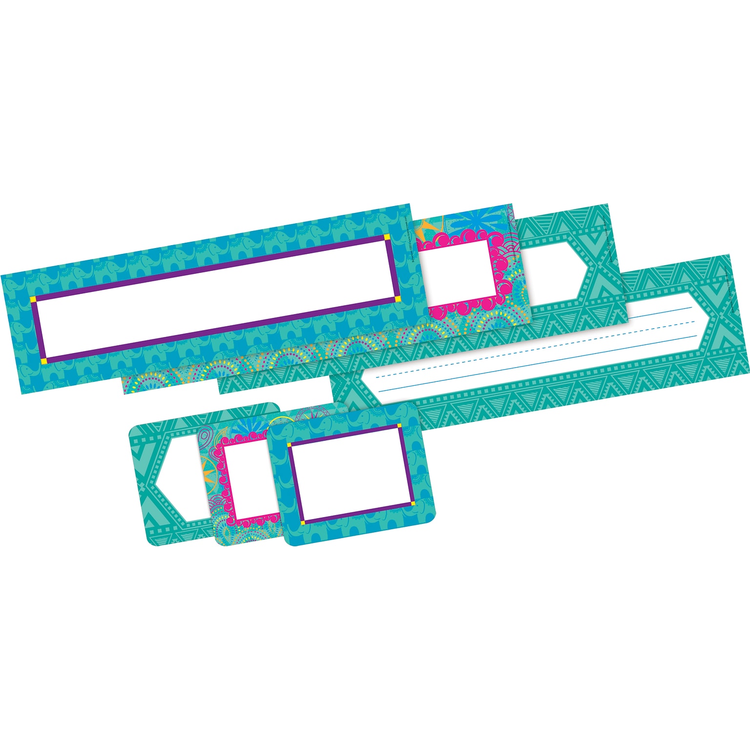 Barker Creek Self-adhesive Bohemian School Name Tags, 12 x 3.5, 81/Set (BC3989)