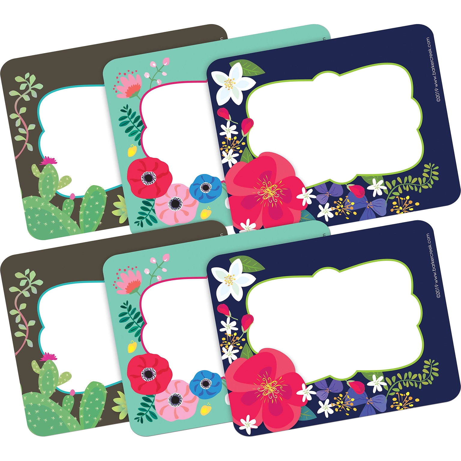 Barker Creek Self-adhesive Petals & Prickles School Name Tags, 2.75 x 3.5, 90/Set (BC3821)