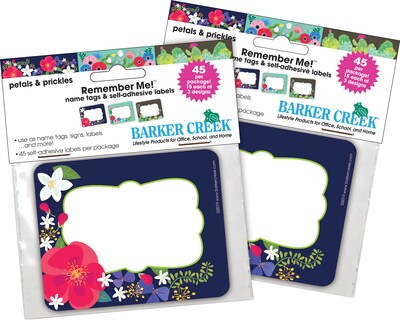 Barker Creek Self-adhesive Petals & Prickles School Name Tags, 2.75" x 3.5", 90/Set (BC3821)