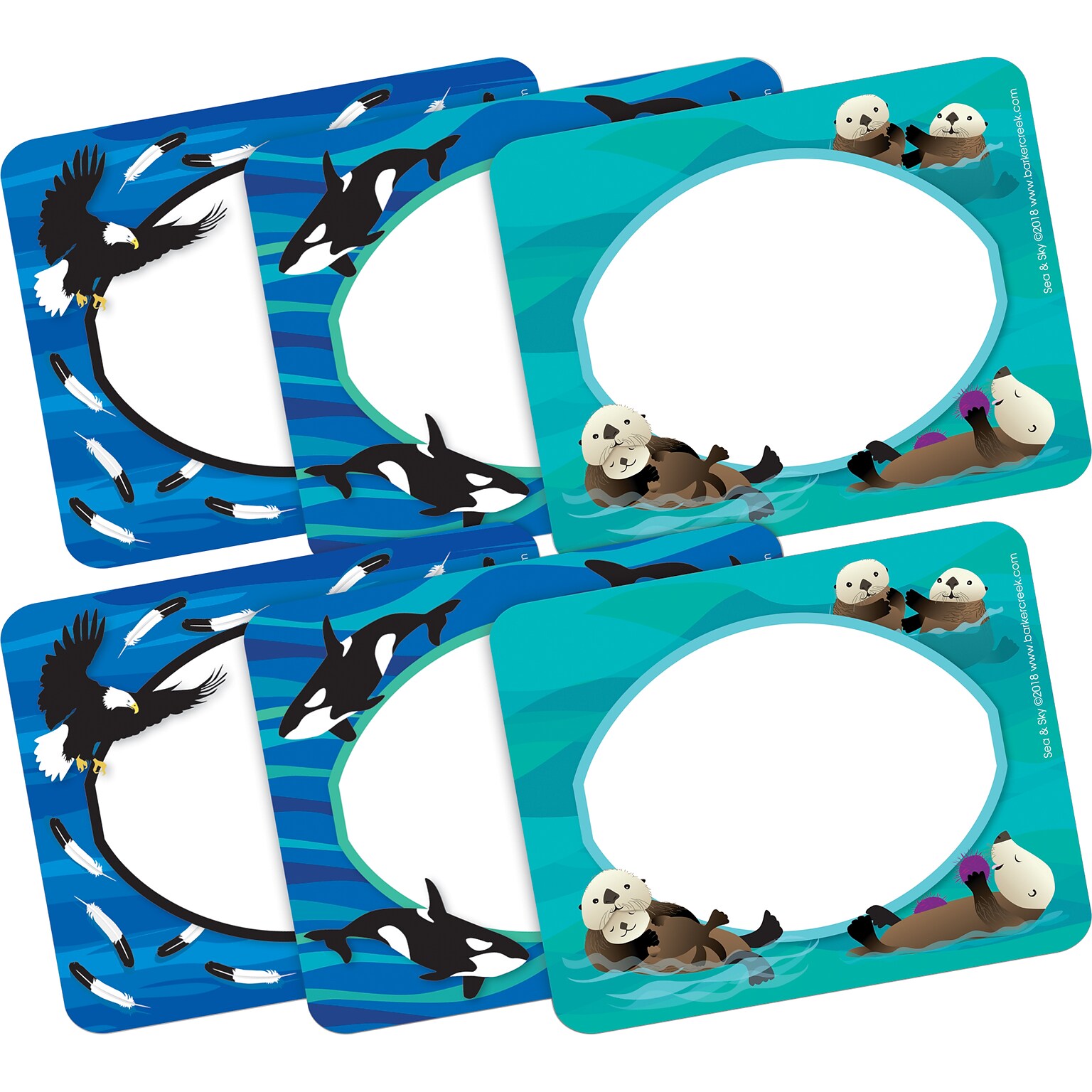 Barker Creek Self-adhesive Sea & Sky School Name Tags, 2.75 x 3.5, 90/Set (BC3819)