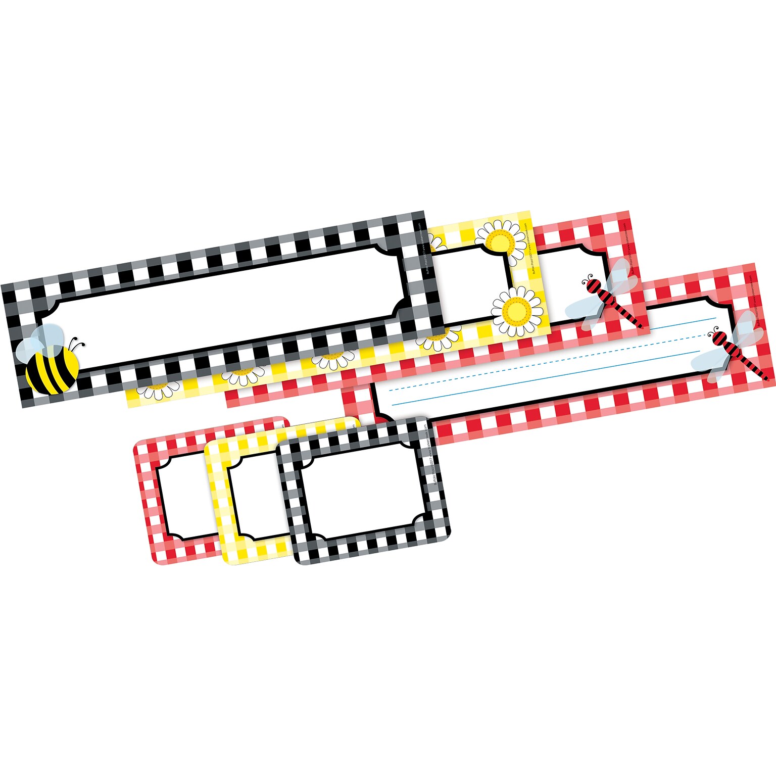 Barker Creek Self-adhesive Buffalo Plaid School Name Tags, 12 x 3.5, 81/Set (BC3990)