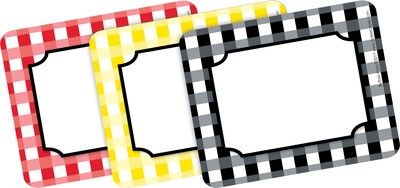 Barker Creek Self-adhesive Buffalo Plaid School Name Tags, 12 x 3.5, 81/Set (BC3990)