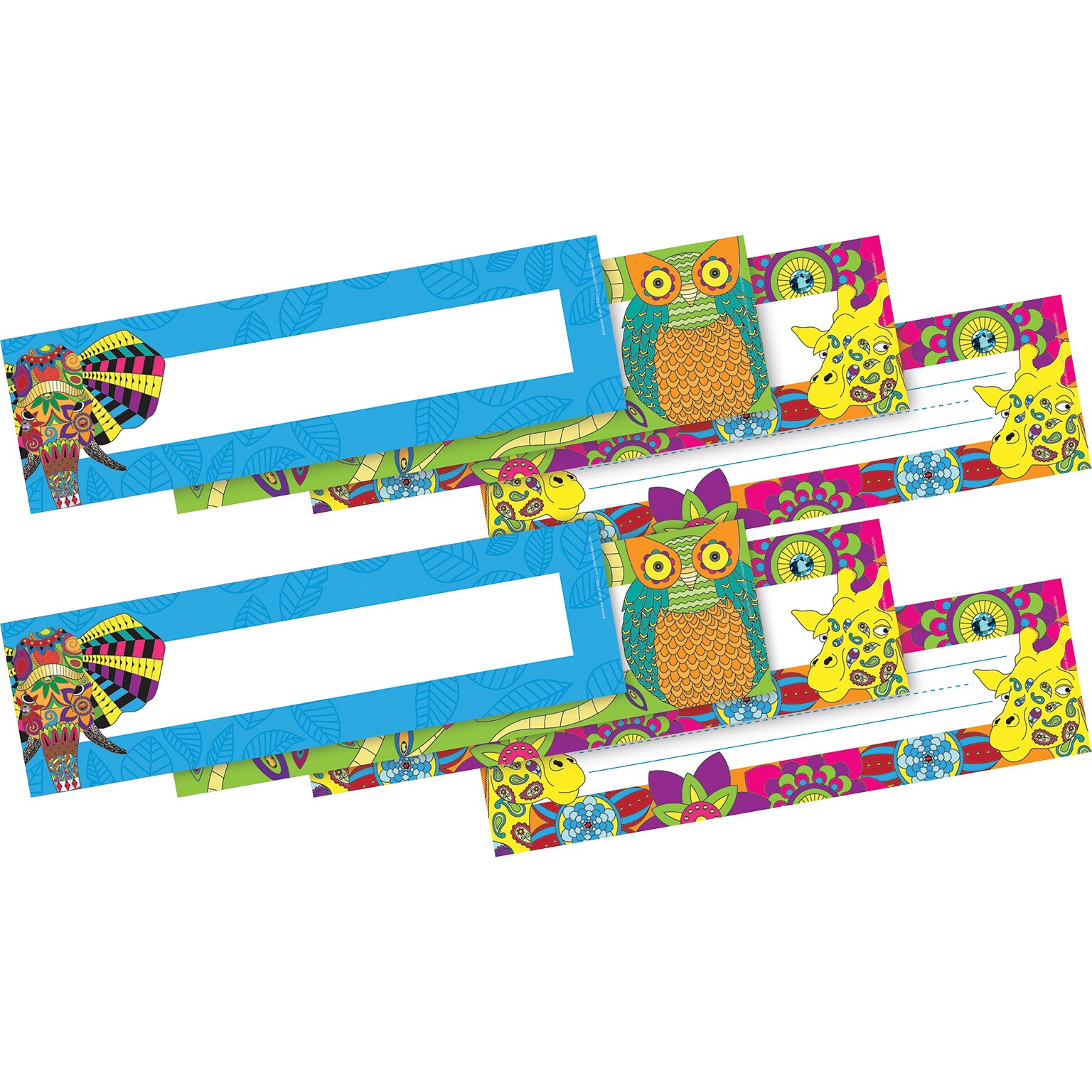 Barker Creek Bohemian Animals School Name Plates, 12 x 3.5, 72/Set (BC3813)