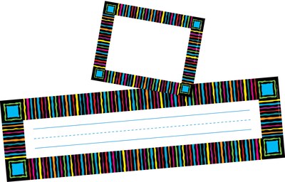 Barker Creek Neon Stripes Nametag & Name Plate Set, 81/Set (BC3970)