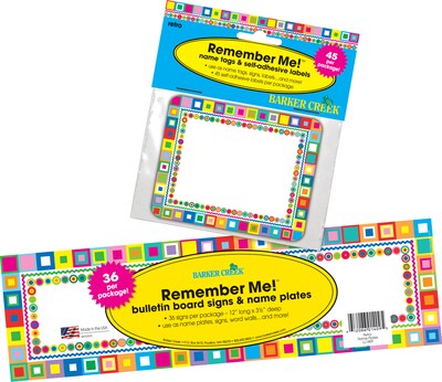 Barker Creek Self-adhesive Retro School Name Tags, 12" x 3.5", 81/Set (BC3972)