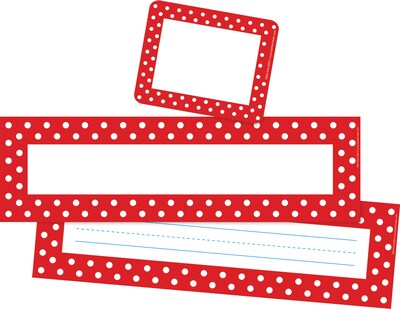 Barker Creek Red & White Dot Nametag & Name Plate Set, 81/Set (BC3985)