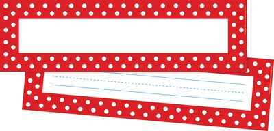 Barker Creek Self-adhesive Red & White Dots School Name Tags, 12" x 3.5", 81/Set (BC3985)