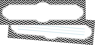 Barker Creek Self-adhesive Black Chevron School Name Tags, 12" x 3.5", 81/Set (BC3984)