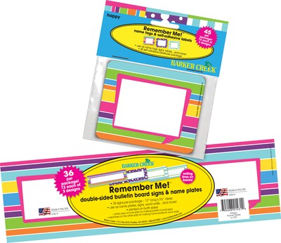 Barker Creek Self-adhesive Happy School Name Tags, 12" x 3.5", 81/Set (BC3987)