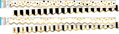 Barker Creek Double-Sided Scalloped Border Set, 36" x 2.25", Gold, 2 designs, 26/Set (BC3553)
