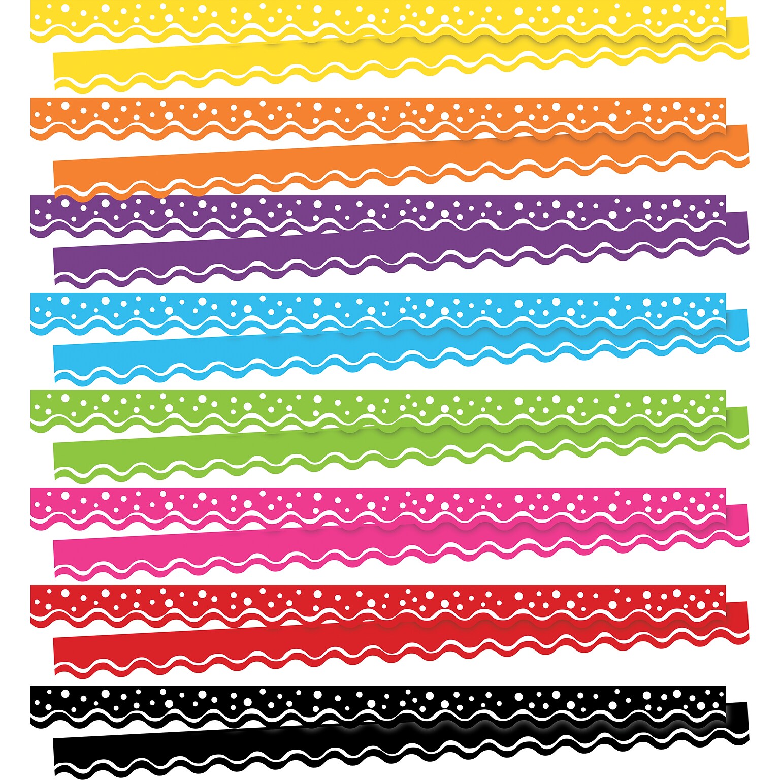 Barker Creek Double-Sided Scalloped Border Set, 36 x 2.25, Happy, 8 designs, 104/Set (BC3874)