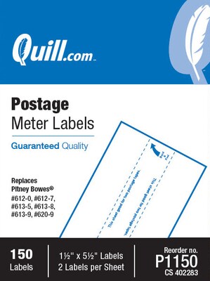 Quill Brand® Postage Meter Self-Adhesive Labels, 1-1/2 x 5-1/2, White, 2 Labels/Sheet, 75 Sheets/Pack (P1150)