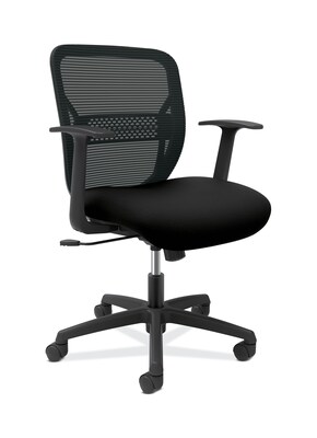 HON Gateway Task Chair, Mid-Back, Swivel-Tilt, Fixed Arms, Black Fabric and Mesh (HONGVFMZ1ACCF1G)