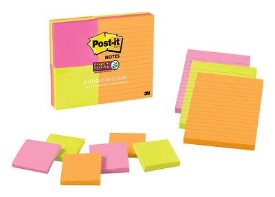 Post-it® Super Sticky Notes, Rio de Janeiro, Combo Pack, Lined/Unlined, (4633-9SSAU)