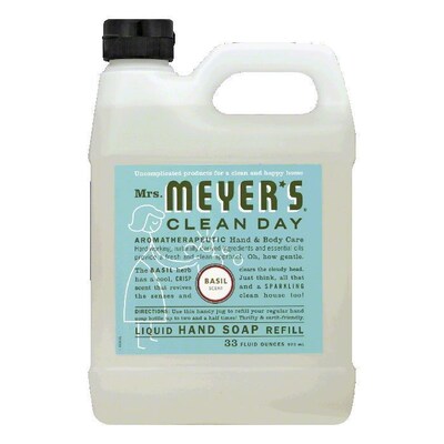Mrs Meyers Clean Day Liquid Hand Soap Refill, Basil Scent, 33 oz (651349)