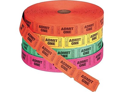 PM Company Numbered Single Event Tickets, 2000/Roll, 4 Rolls/Pack (PMC59002)