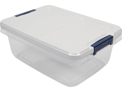 Hefty 15 Qt. Latch Lid Storage Bins, Clear/White, 8/Pack (7101)
