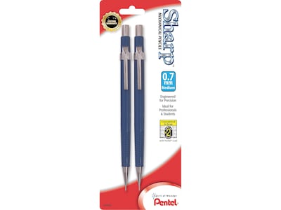 Pentel Sharp Mechanical Pencil, 0.7mm, #2 Medium Lead, 2/Pack (P207BP2-K6)