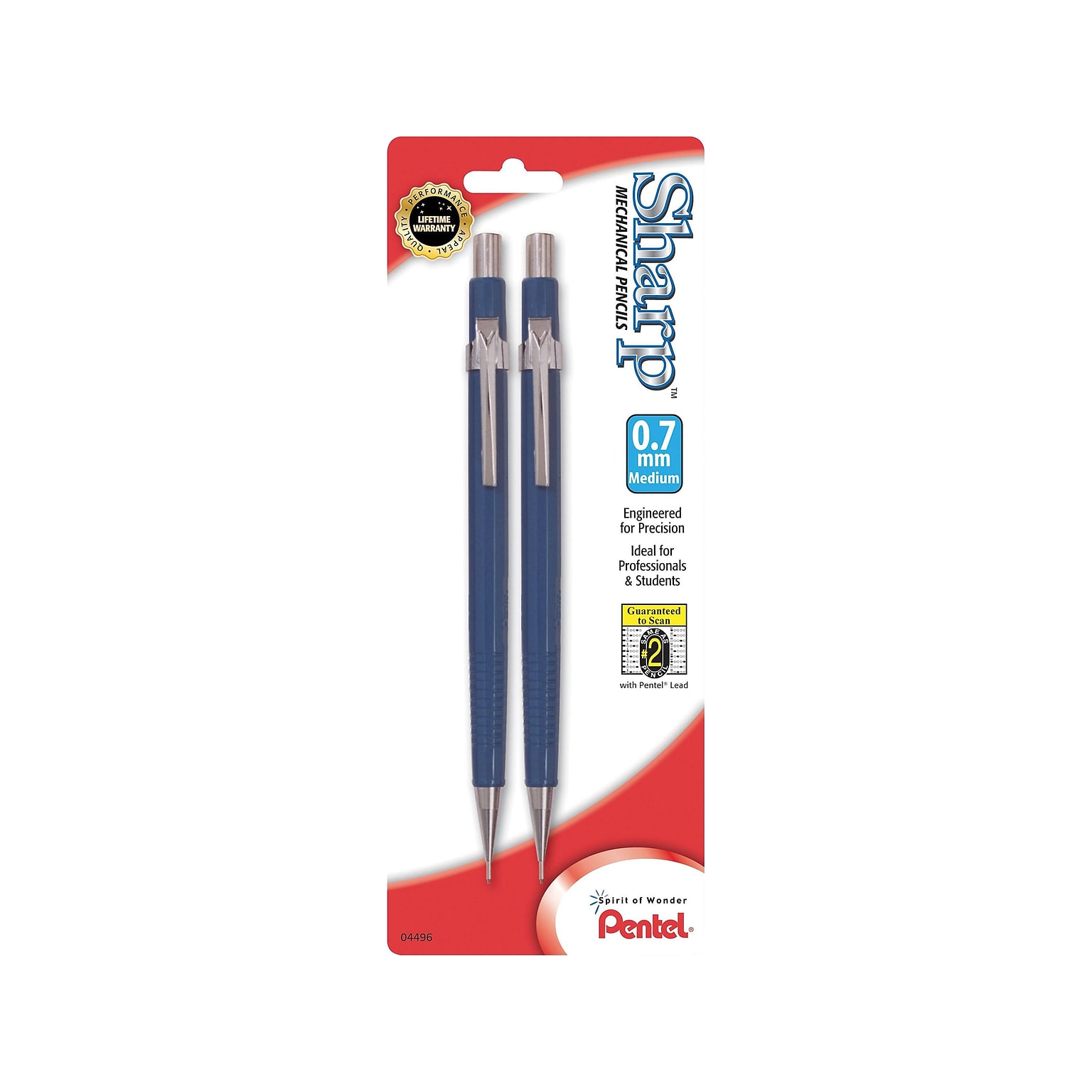 Pentel Sharp Mechanical Pencil, 0.7mm, #2 Medium Lead, 2/Pack (P207BP2-K6)